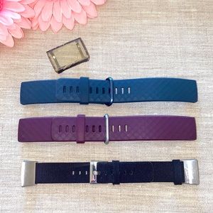 Set of 3 Fitbit Charge 4 Watch Bands Silicone/Denim w/ Face Guard